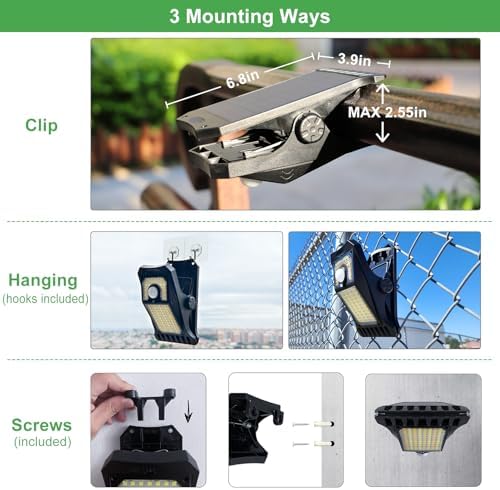 Tryme 118Leds Solar Lights Outdoor Clip Motion Sensor Lights Security