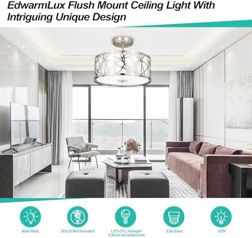 Edwarmlux 3-Light 12.6" Semi Flush Mount Ceiling Light