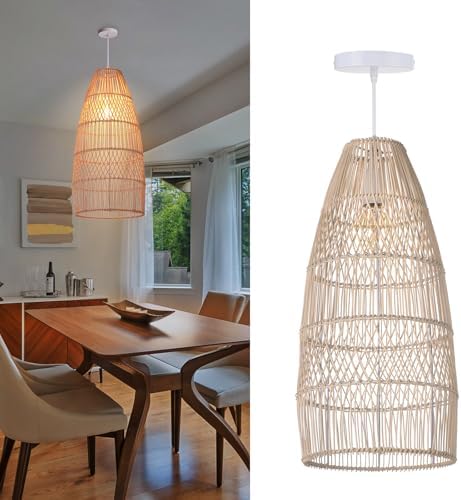 Arturesthome Boho Wicker Chandelier, 10.2″*20.8″