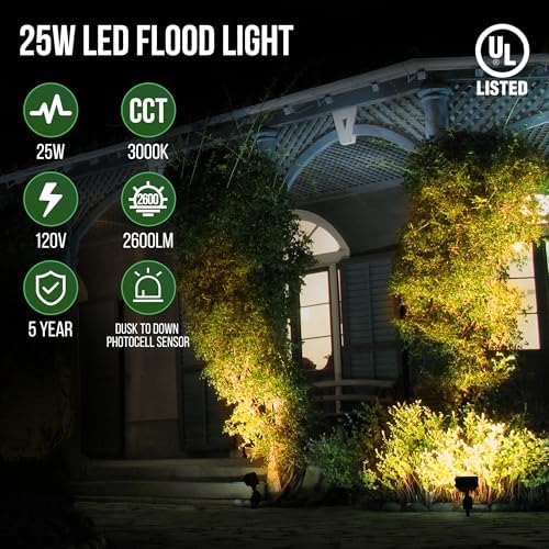 GKOLED 25W 3000K LED Outdoor Flood Light