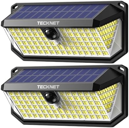 TECKNET Solar Motion Sensor Lights, 416 LED, 2 Pack
