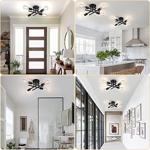 SunRider Industrial 4-Light Semi Flush Mount Ceiling Light, Matte