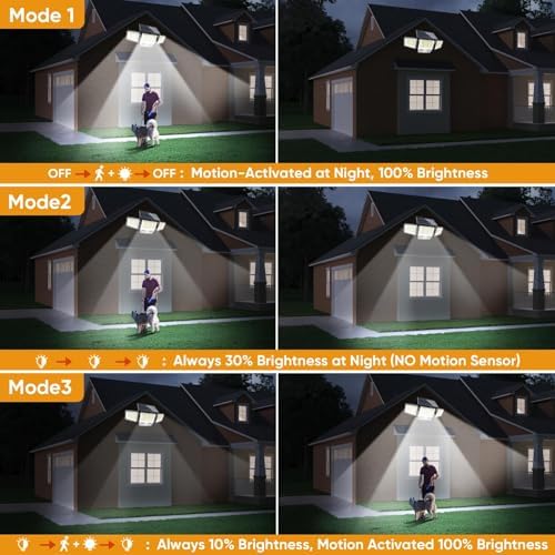 MDCMDCM Solar Motion Sensor Lights, 3000LM, 3 Modes