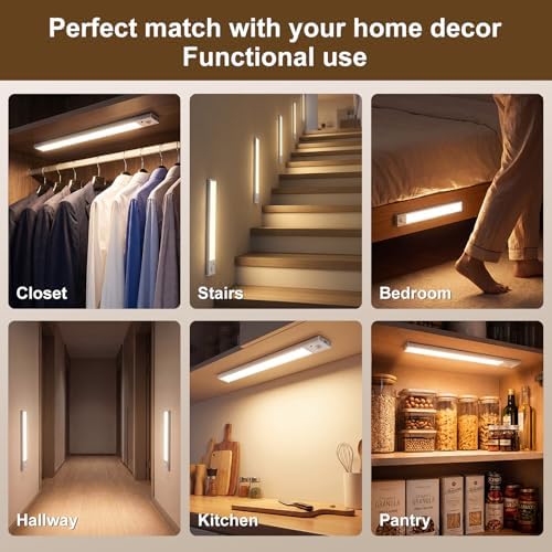 12 inch Wireless Motion Sensor Under Cabinet Lights, 4 Pack