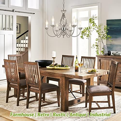 VerRon 6-Light Farmhouse Candle Chandelier, Brushed Nickel