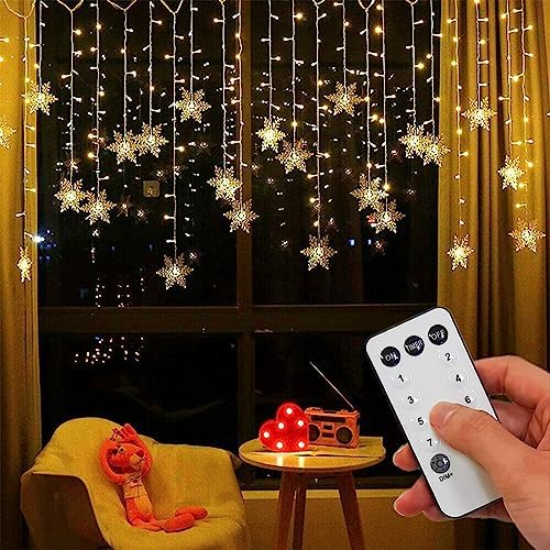 String Lights LED Curtain Light, 96 LED Snowflake Lights