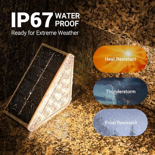 NIORSUN 6-Pack Waterproof Solar Step Lights, Warm White