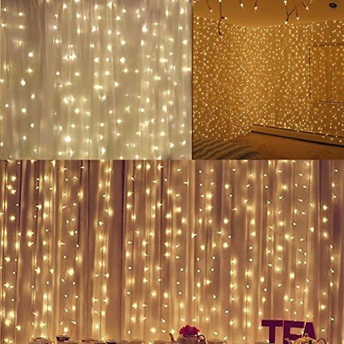 Twinkle Star 600 LED Curtain String Lights, Warm White