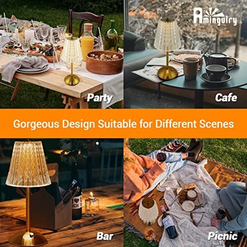 Cordless Rechargeable LED Table Lamp, Crystal Gold