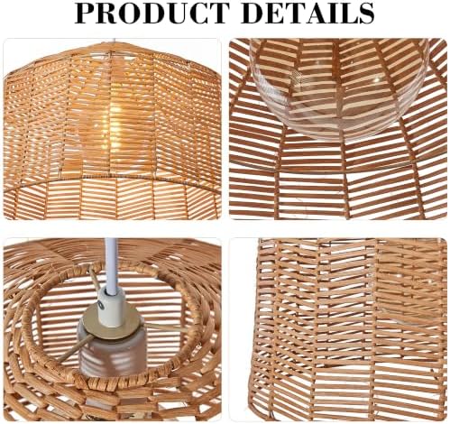Farmhouse Boho Rattan Pendant Light