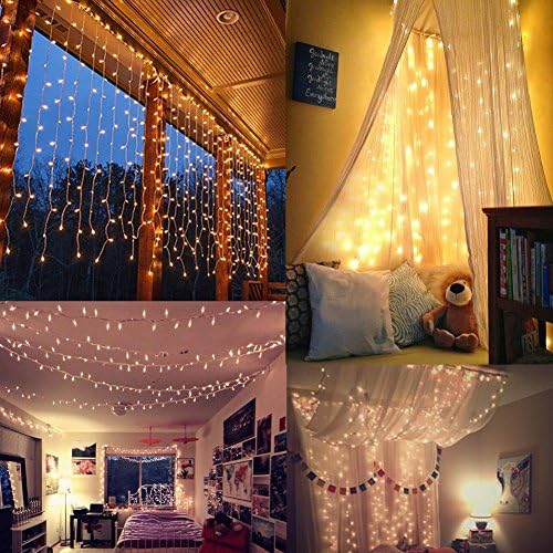 Twinkle Star 600 LED Curtain String Lights, Warm White