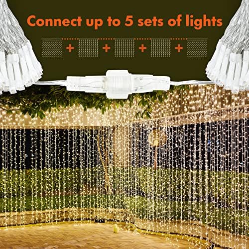 Twinkle Star 300 LED Curtain String Lights, Warm White