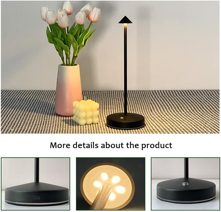 Cordless Rechargeable LED Table Lamp, Black