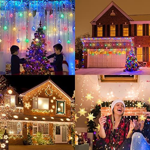 Lainin 12ft/3.5M USB Snowflake Curtain Lights