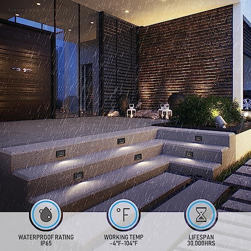 LEONLITE LED Step Lights, Black, 6-Pack