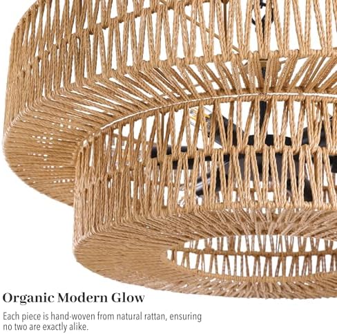 26 Inch Boho Rattan 6-Light Chandelier