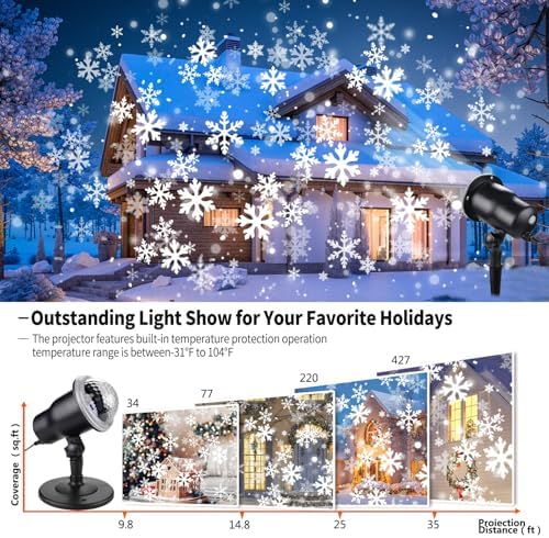 Snowflake Christmas Projector Lights with Wireless Remote