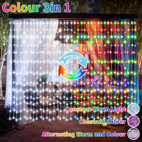 Multicolor Curtain Lights, 10x10ft