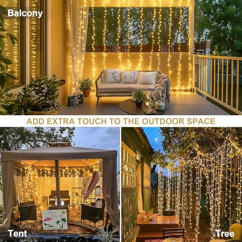 JMEXSUSS 300 LED Warm White Curtain Lights