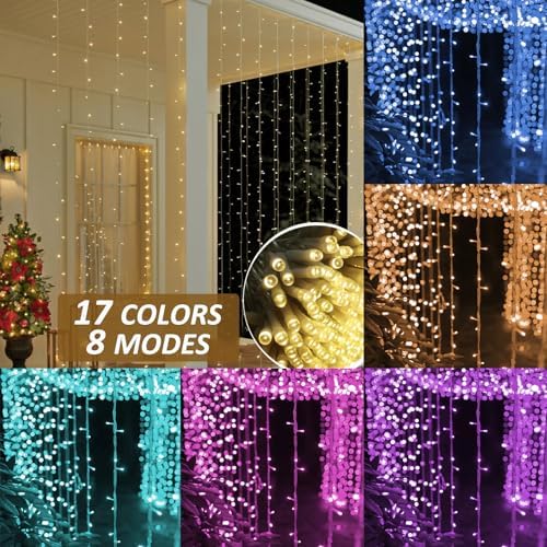 Solhice Curtain Lights Outdoor 20ft x10ft Color Changing, 480 LED Plug