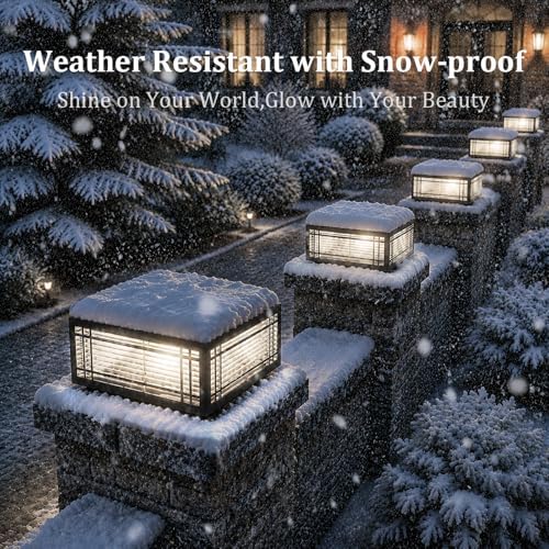 Outdoor Hardwired Post Light, Square Fence Pillar Lamp