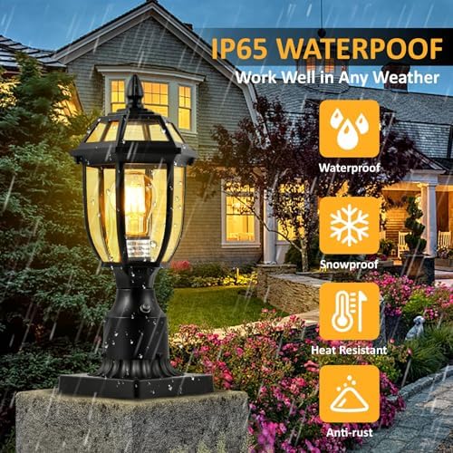 2-Pack Dusk-to-Dawn Outdoor Post Lights with Pier Mount Base
