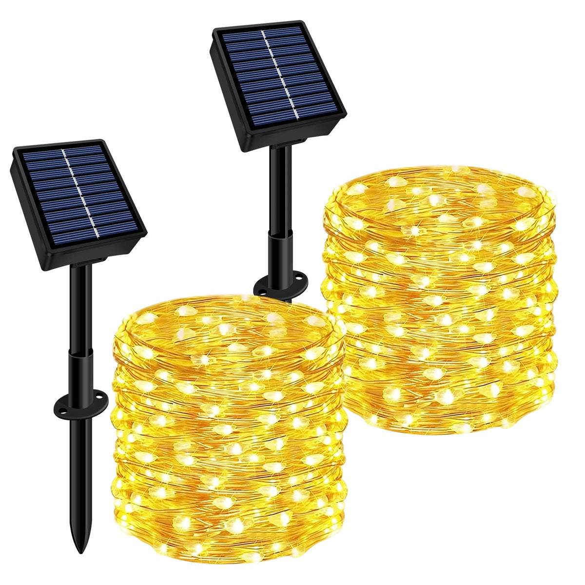 Solar String Lights Outdoor Waterproof 2-Pack Total 66ft 200LED Warm White - Field & Lumen Lighting