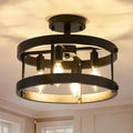 CYKJ 4-Light Black Semi-Flush Ceiling Fixture — UL Listed - main view